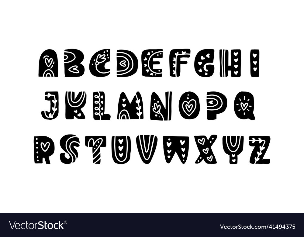 Hand drawn vintage valentine display font alphabet