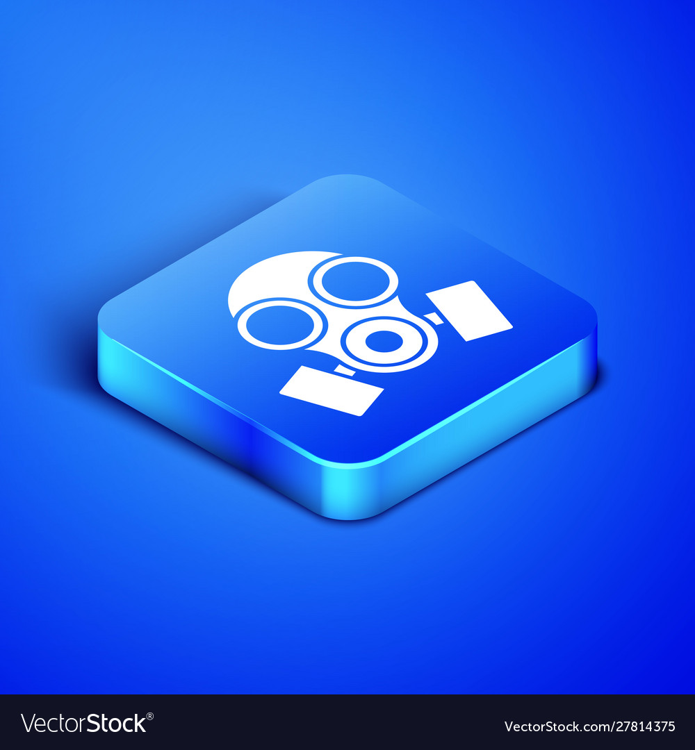 Isometric gas mask icon isolated on blue