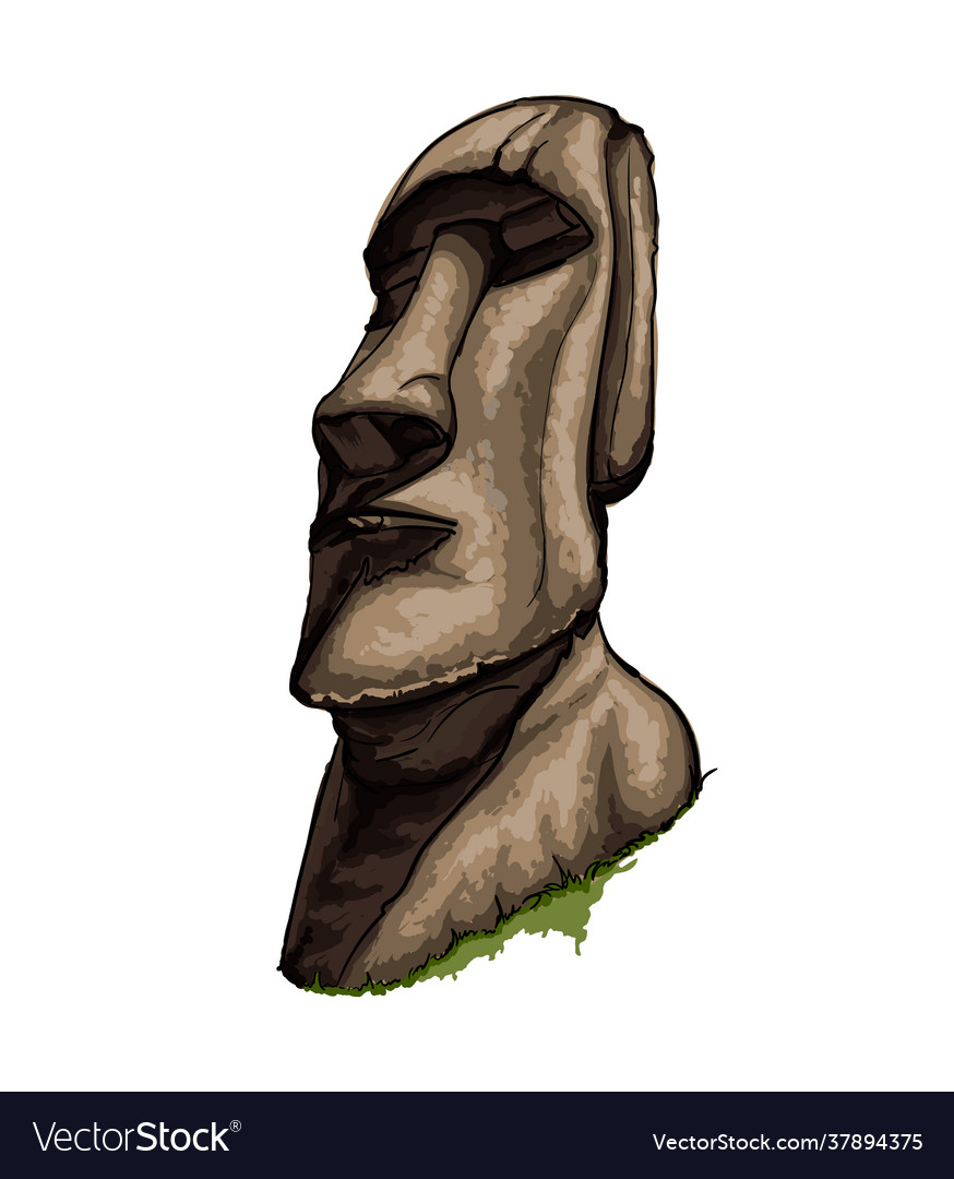 Cartoon-style moai statue