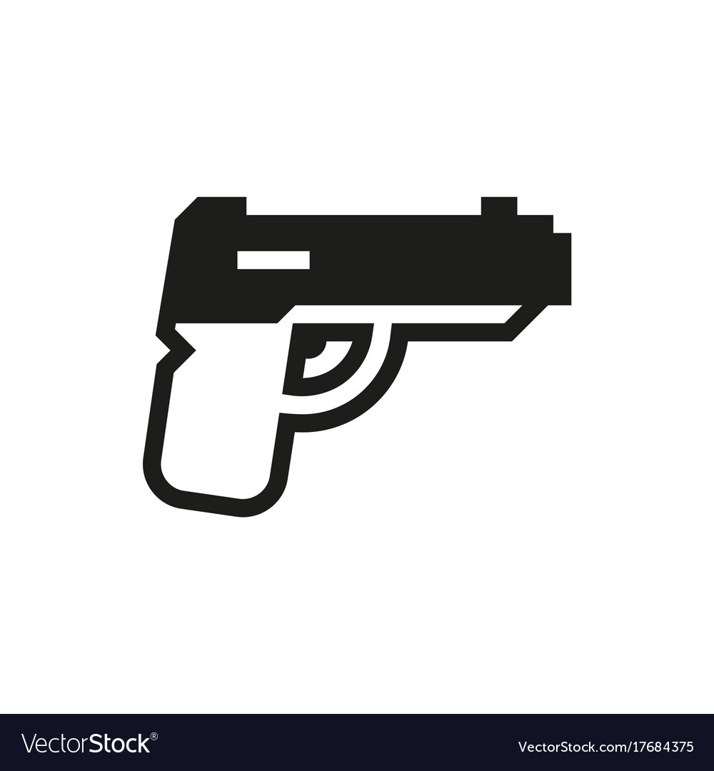 Powerful pistol handgun icon on white background