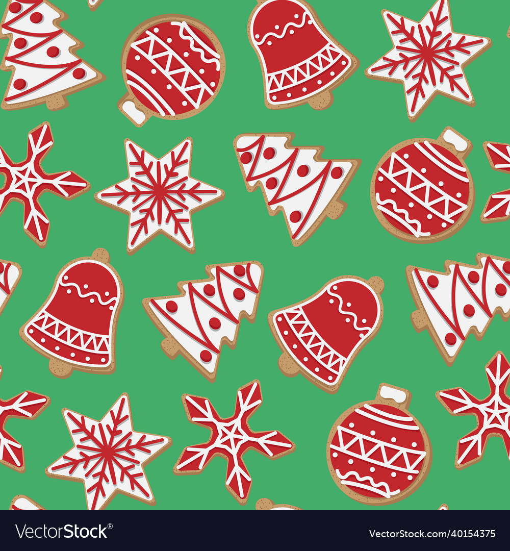 Red White Cartoon Christmas Cookies Isolated Vector Image