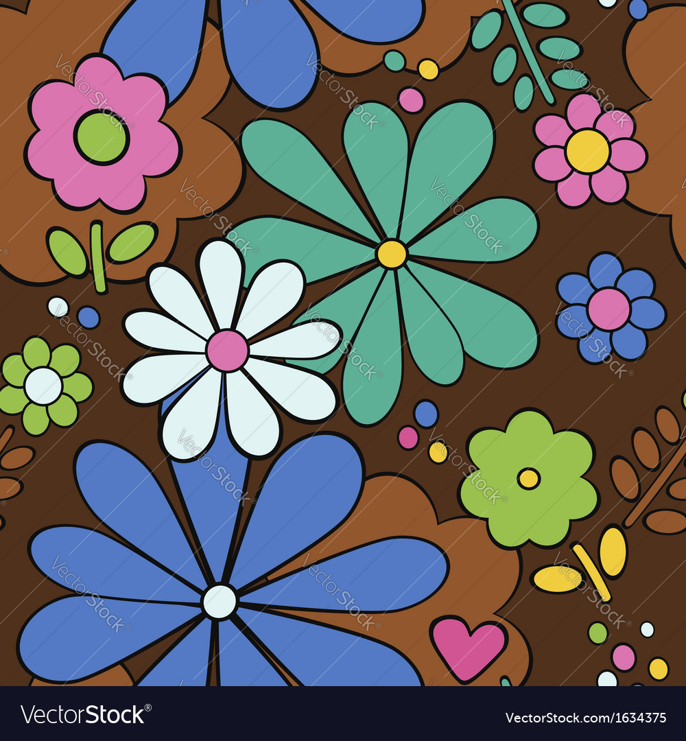 Seamless floral fabric retro background