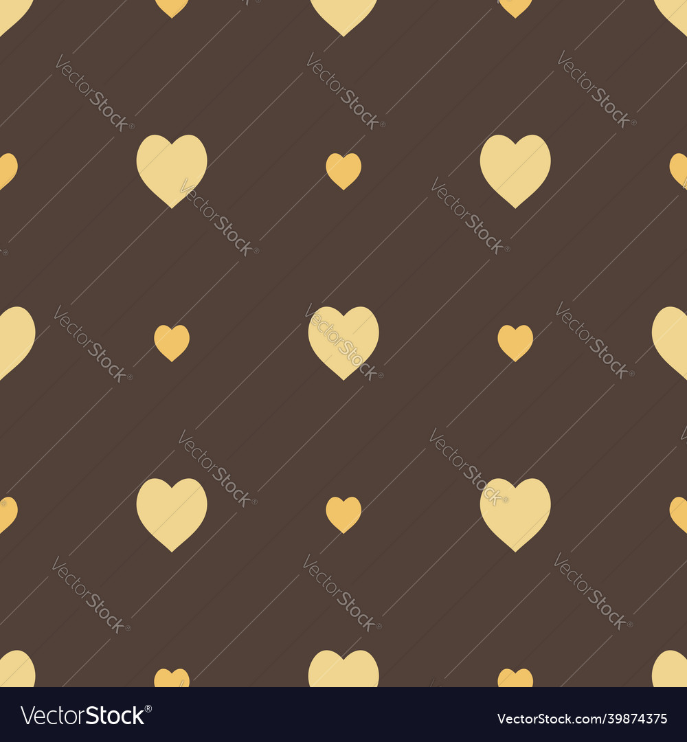 Seamless pattern in stylish yellow hearts on dark Vector Image