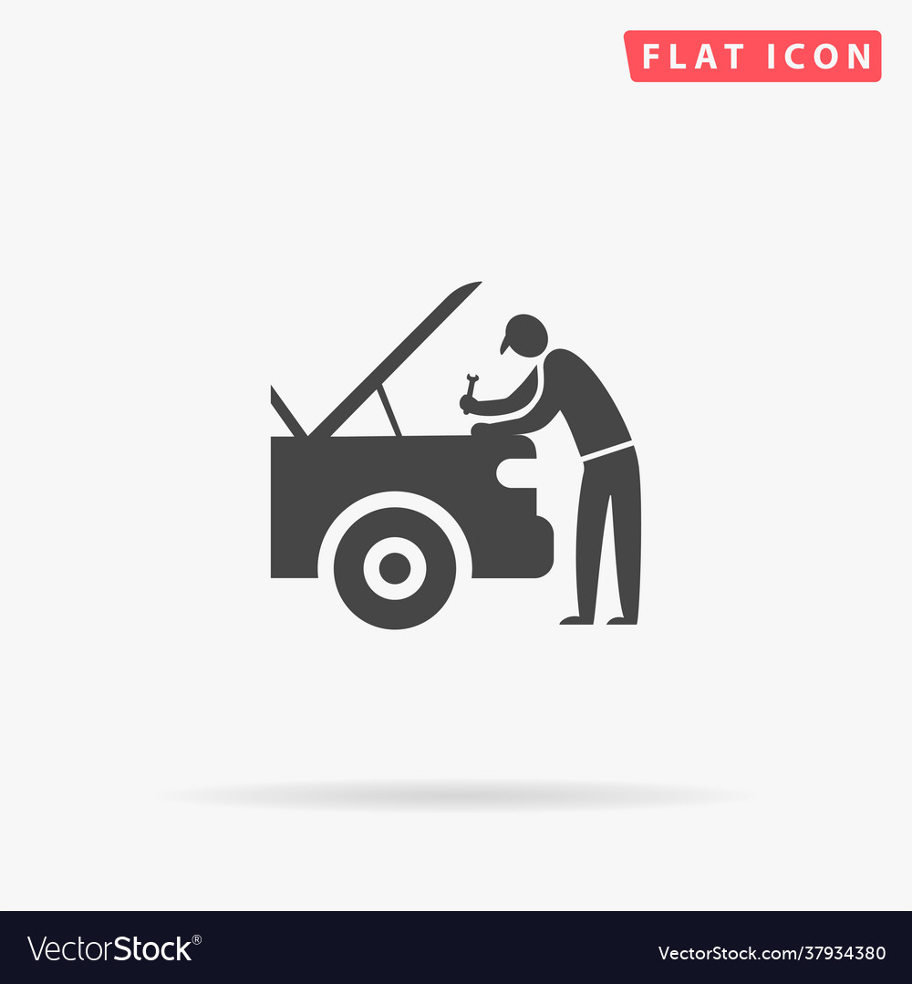 Auto mechanic flat icon hand drawn style design