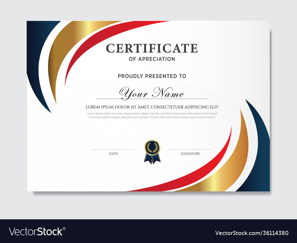 Creative certificate appreciation award Royalty Free Vector