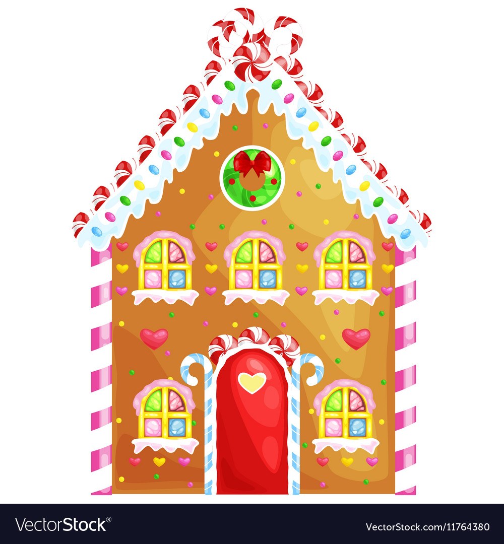 Gingerbread house decorated candy icing and sugar Vector Image