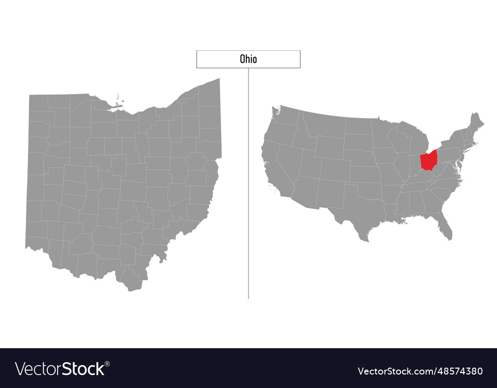 Map Of Ohio State United States And Location Vector Image Map Of Ohio State United States And Location Vector 48574380