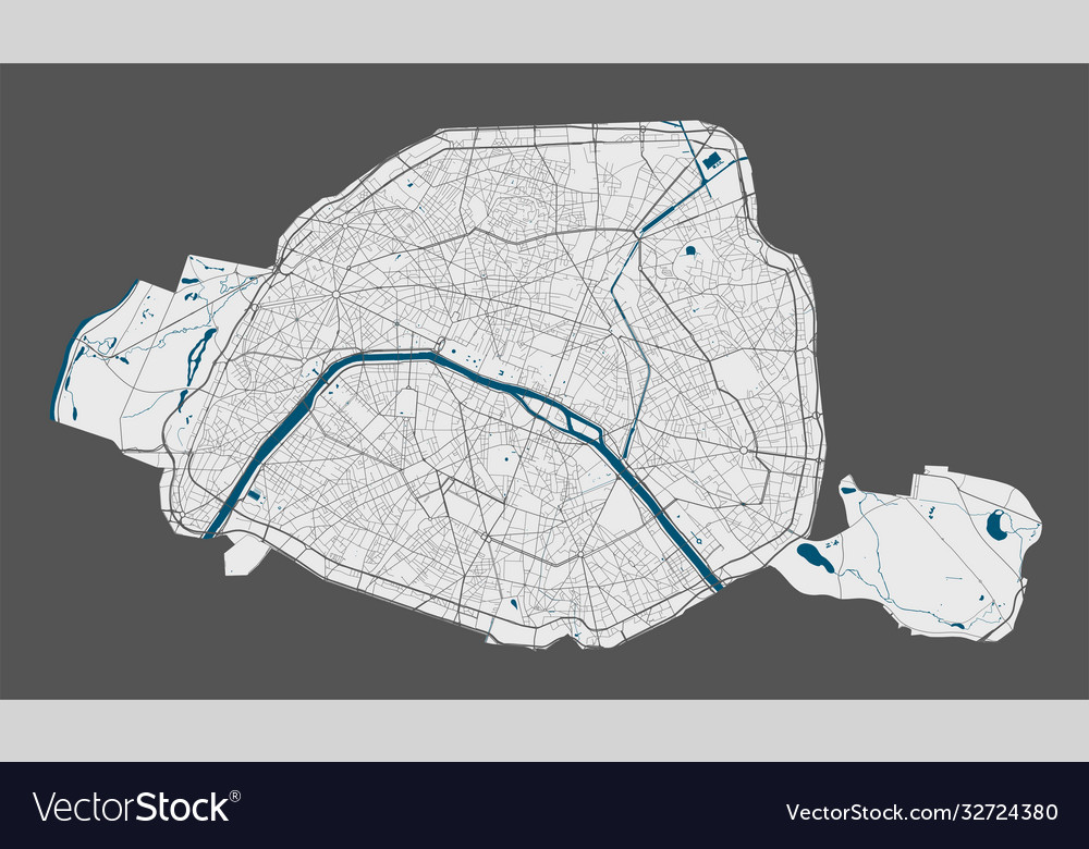 Paris map detailed map city poster Royalty Free Vector Image