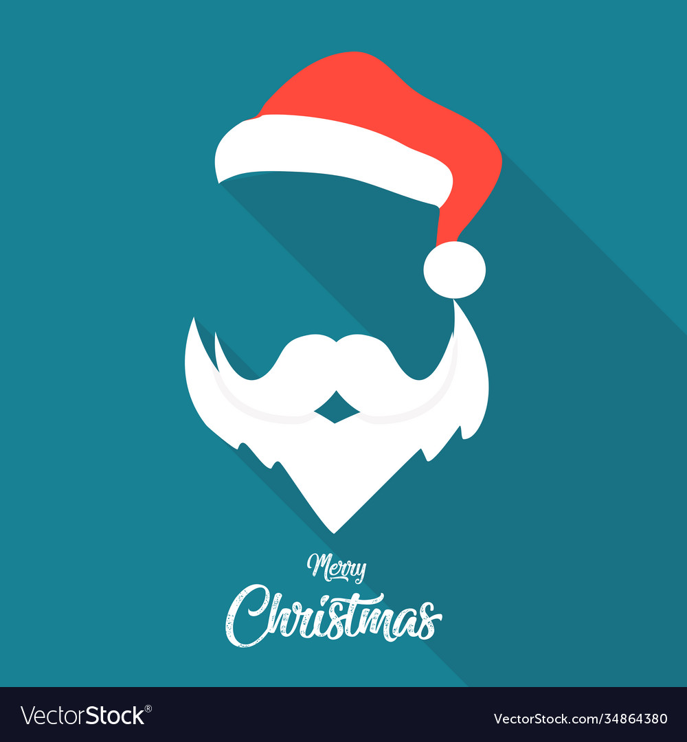 Santa claus hat and beard with merry christmas