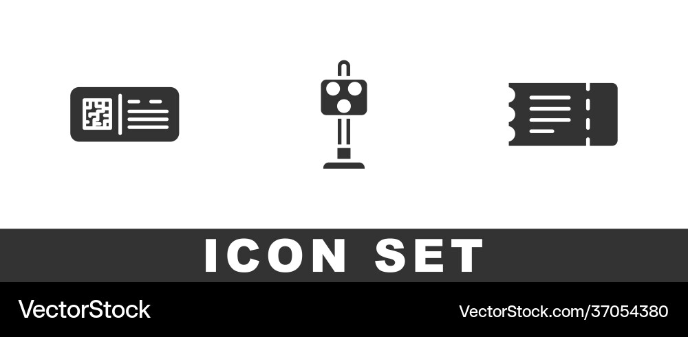 Set Qr Code Ticket Train Train Traffic Light Vector Image