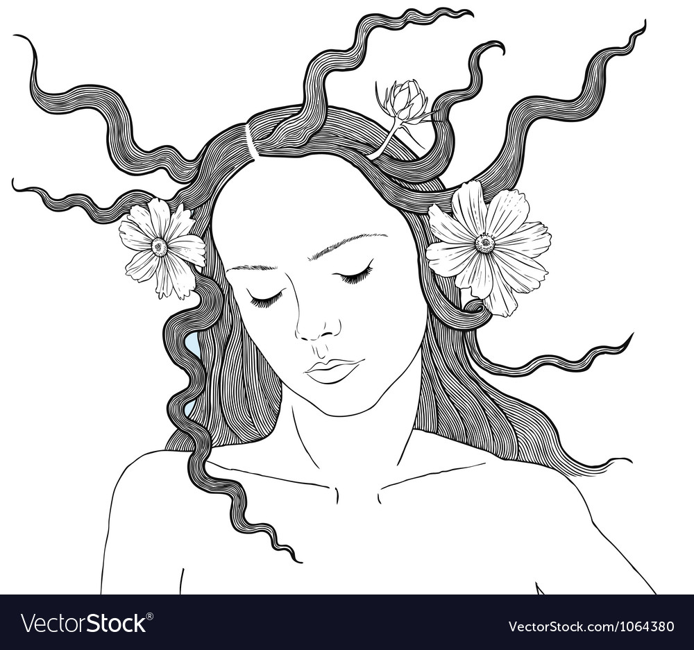 Attractive Female Putting Flowers in Hair Stock Image - Image of healthy,  romantic: 185510507