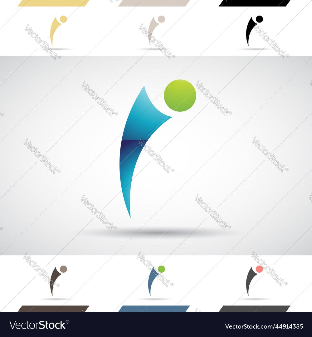 Blue and green glossy abstract logo icon of bowed