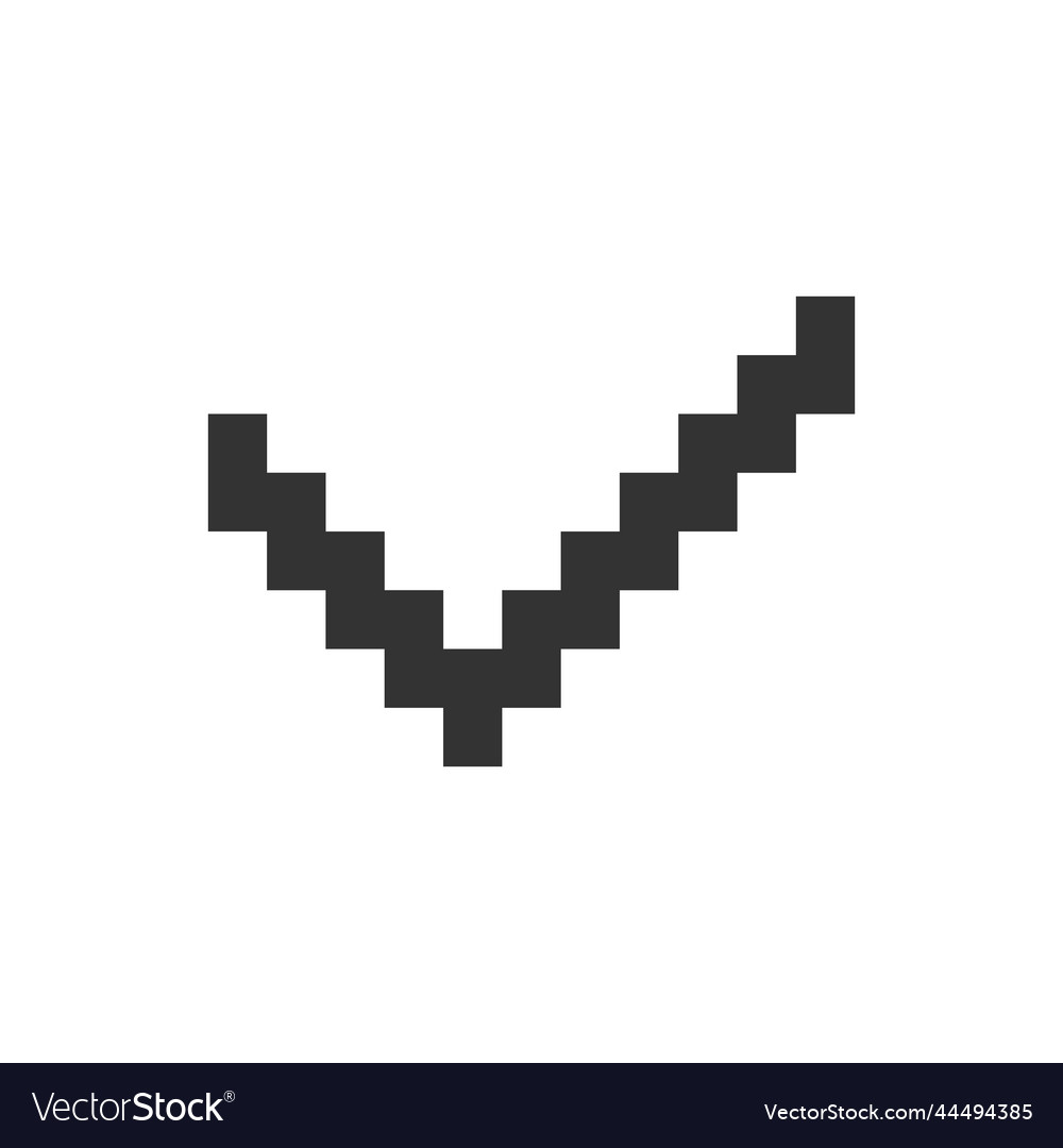 Check mark pixelated ui icon vector image Check mark pixelated ui icon