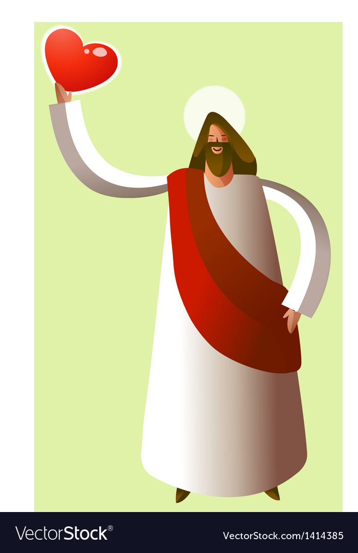 Close-up jesus christ holding heart shape Vector Image