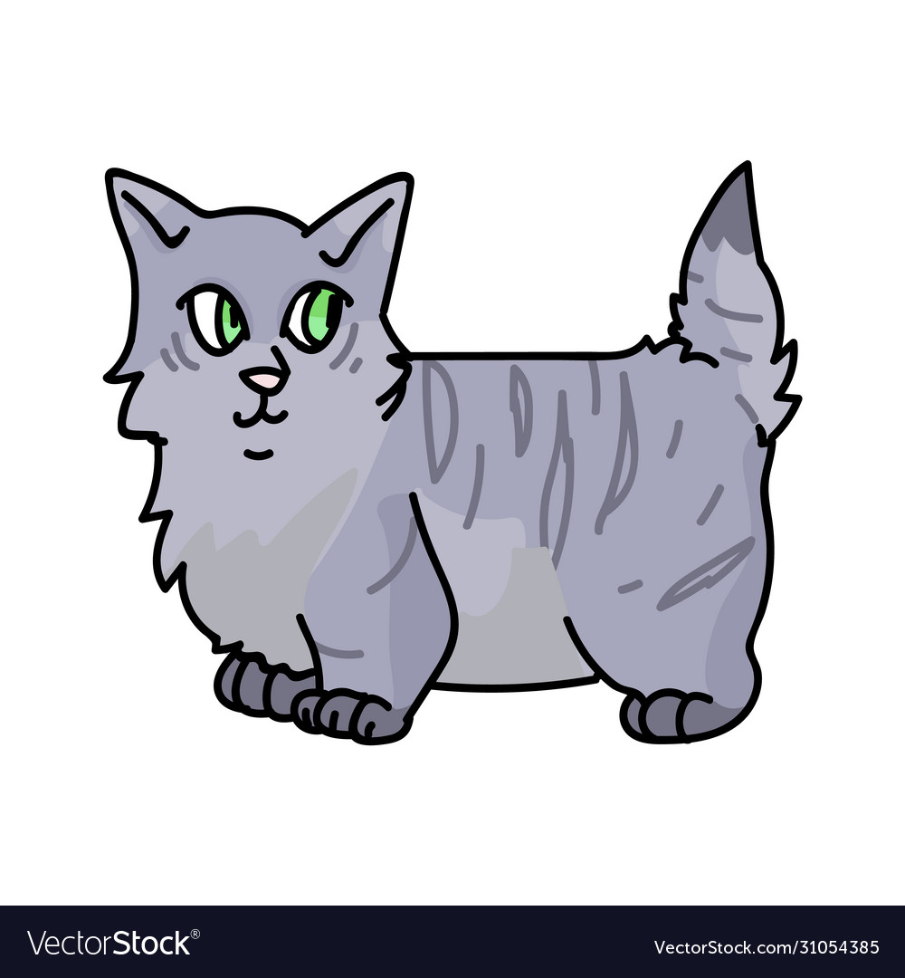 Cute cartoon munchkin kitten clipart Royalty Free Vector