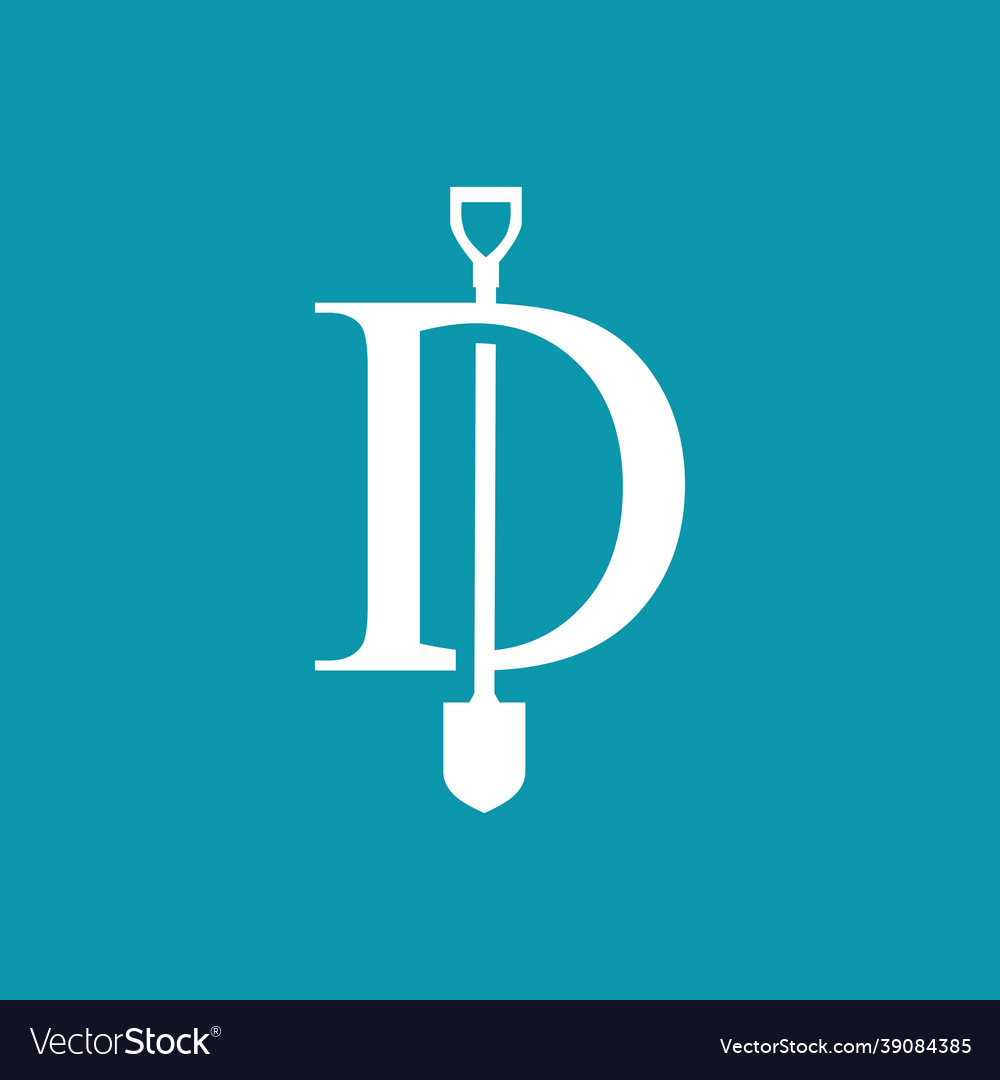 D letter shovel spade logo icon