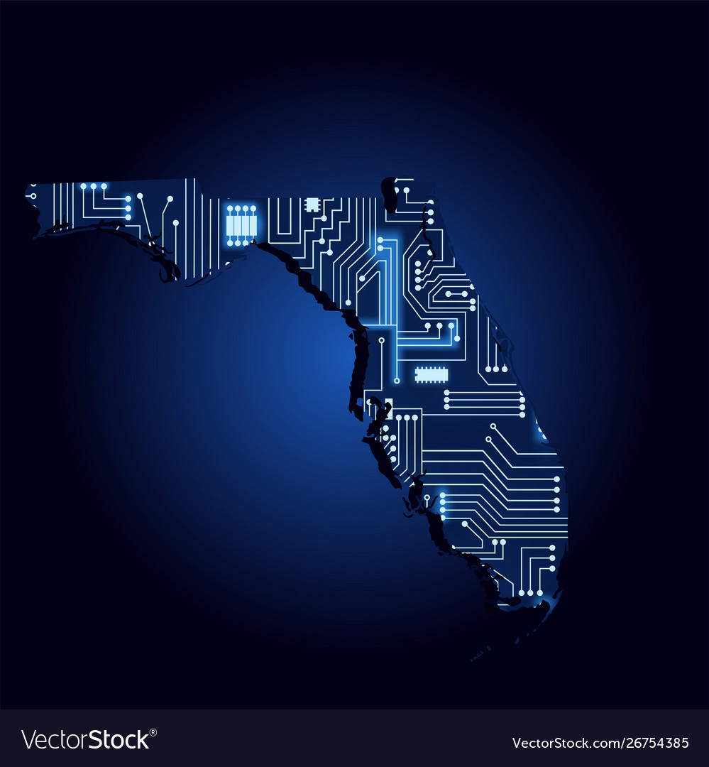 Map florida with electronic circuit