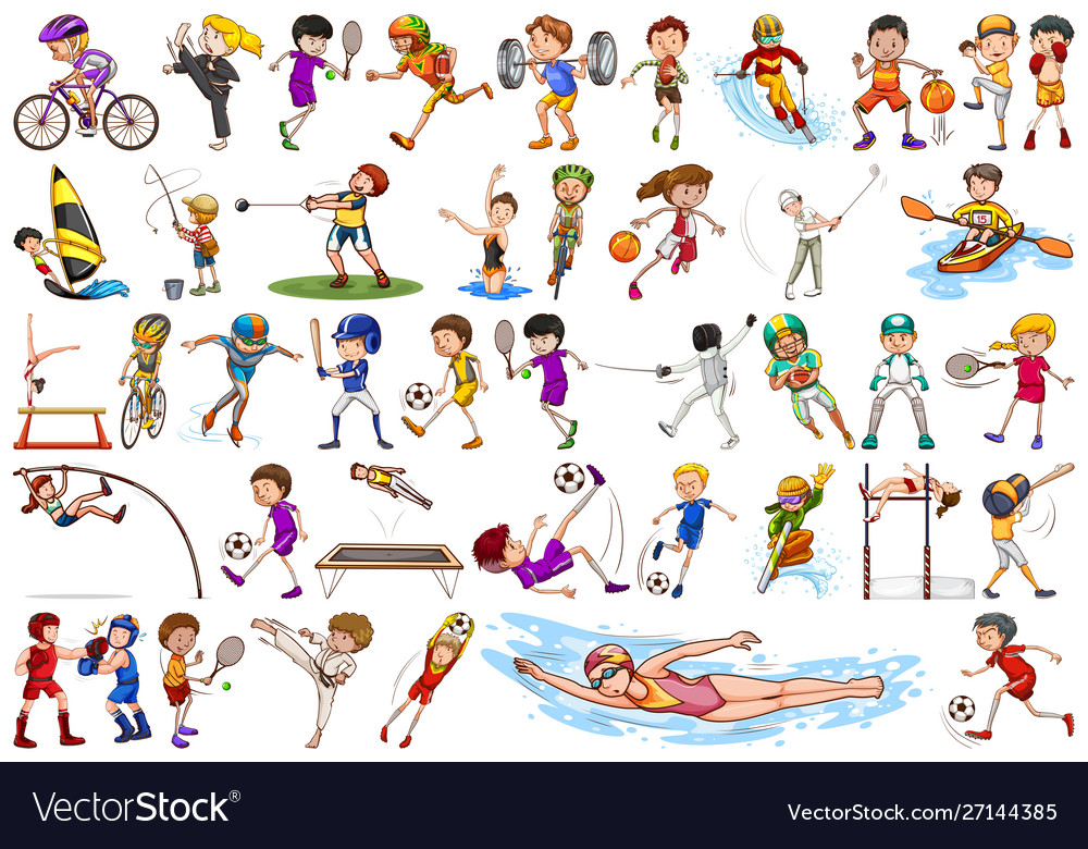 Sport activities boys girls kids athletes Vector Image