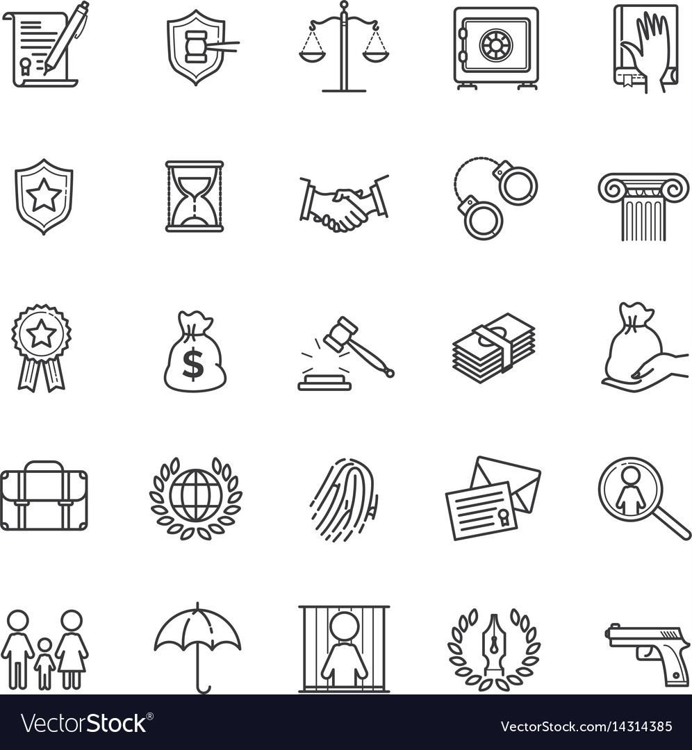 Thin line icons set - law and lawyer services