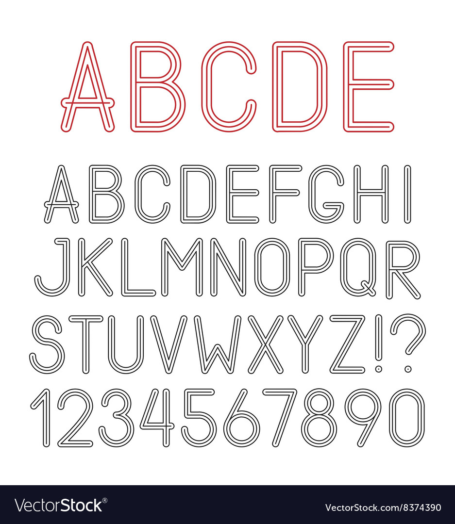 Airy alphabet letters numbers and punctuation Vector Image