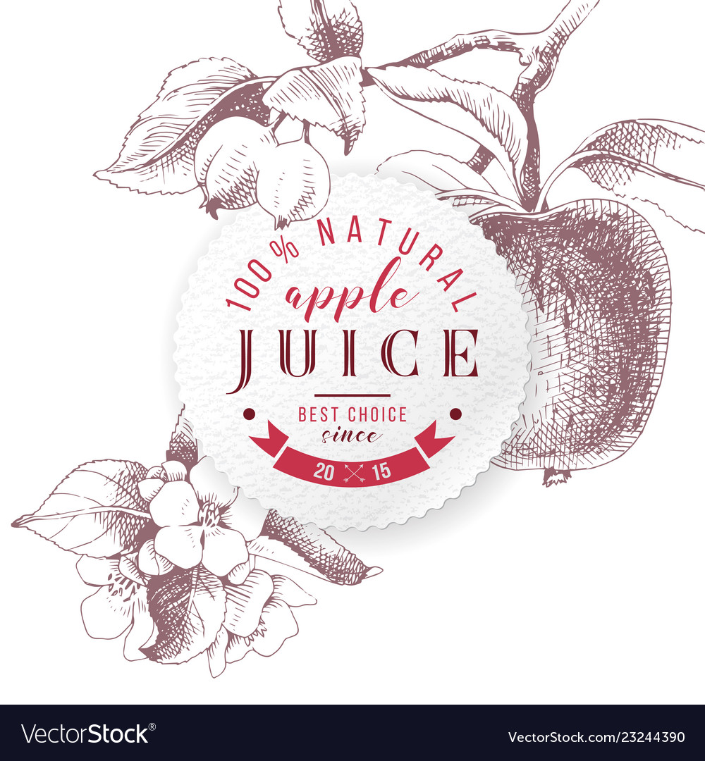 Apple juice paper emblem Royalty Free Vector Image