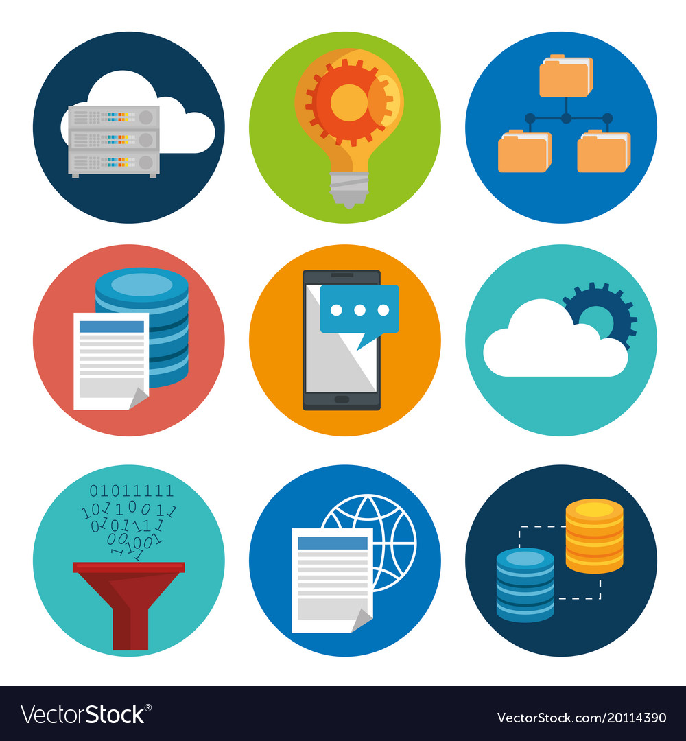 Big data set icons Royalty Free Vector Image - VectorStock