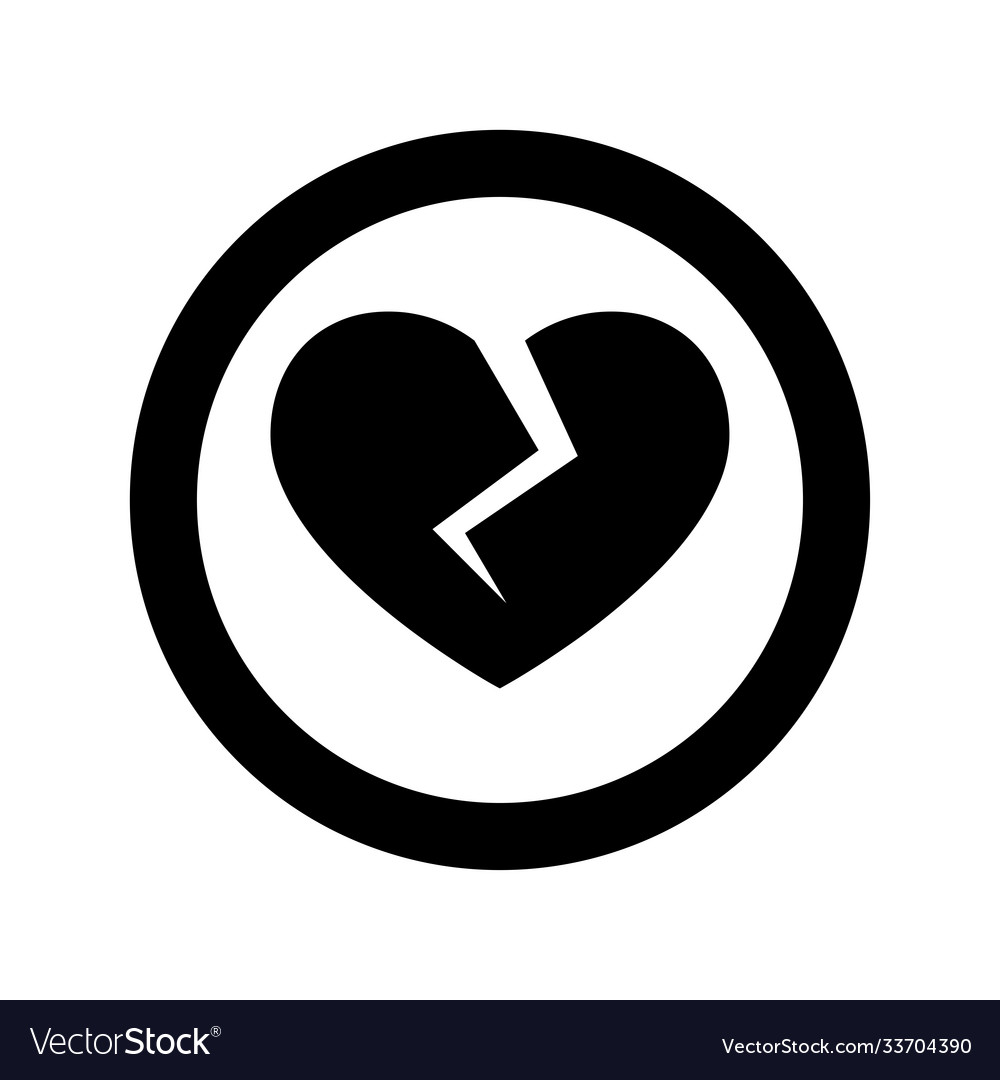 Broken heart icon on white background Royalty Free Vector