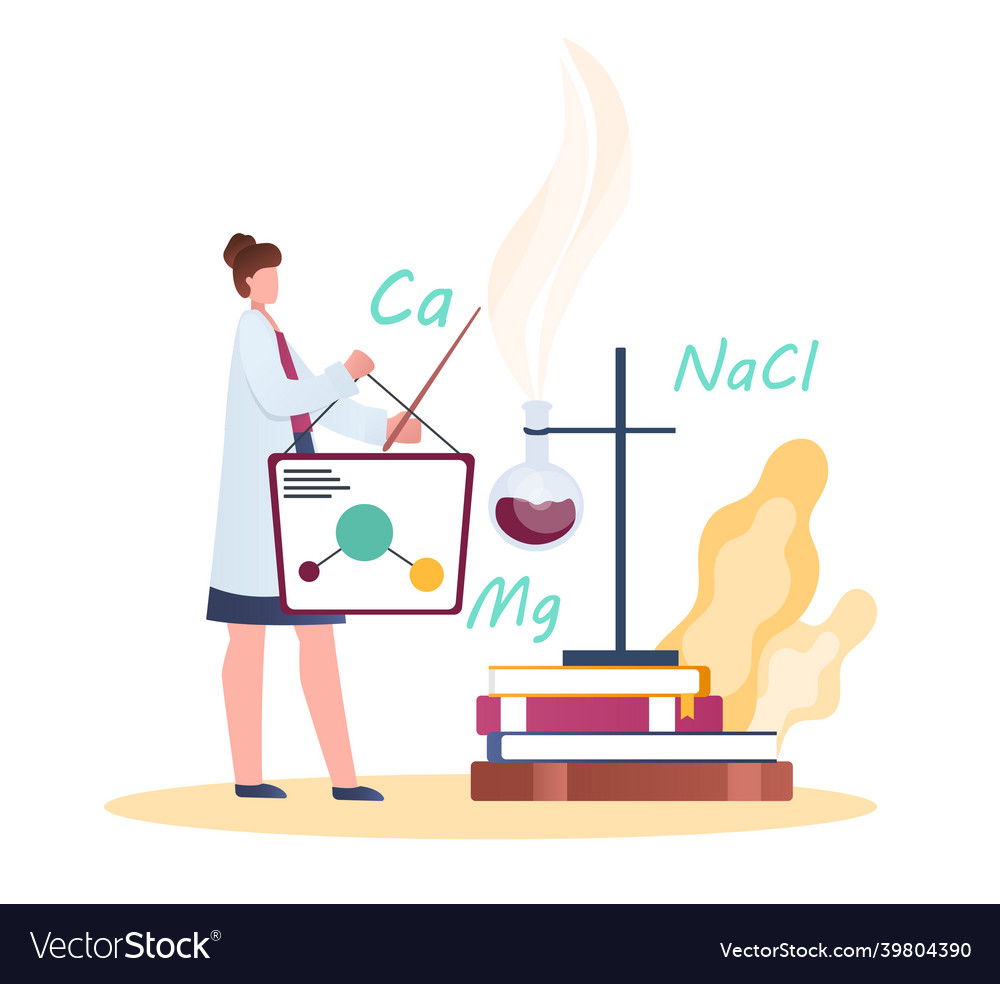 Chemistry teacher at blackboard