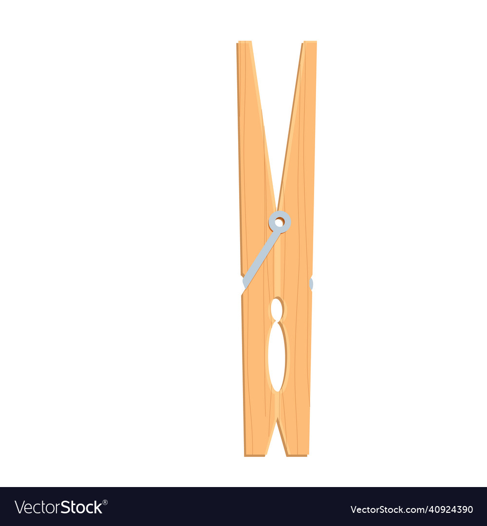 Clothes peg wooden household object in cartoon Vector Image