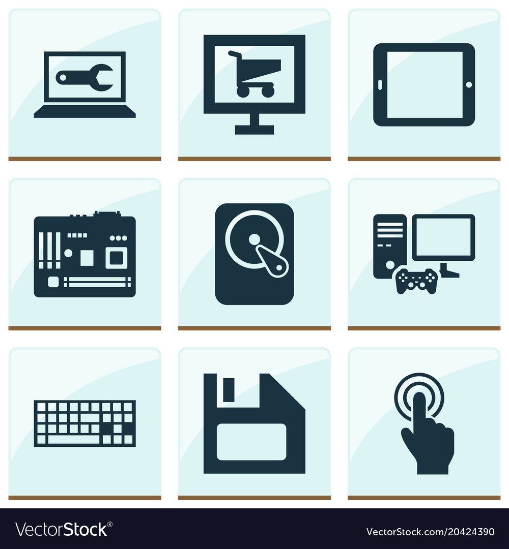 Computer icons set with software joystick