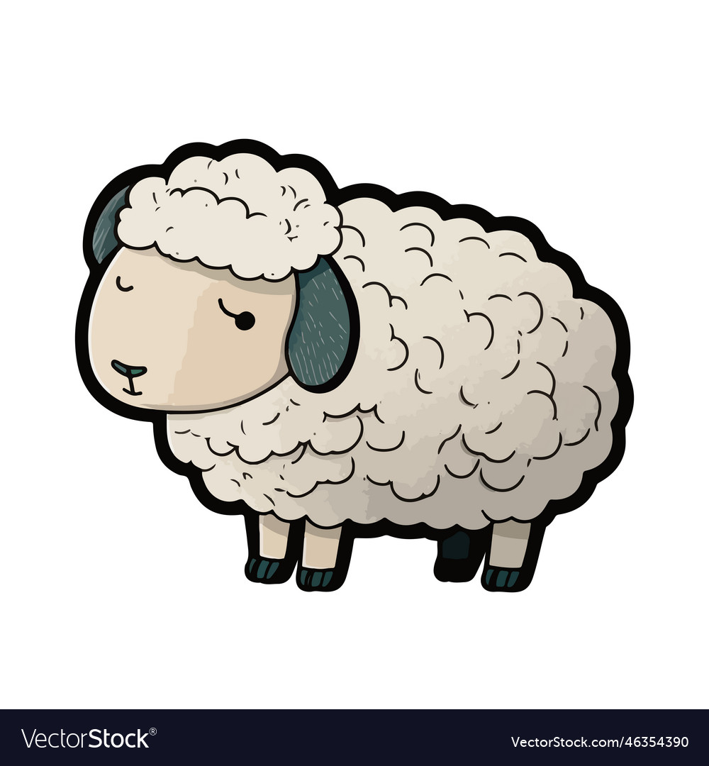 Cute sheep cartoon style Royalty Free Vector Image