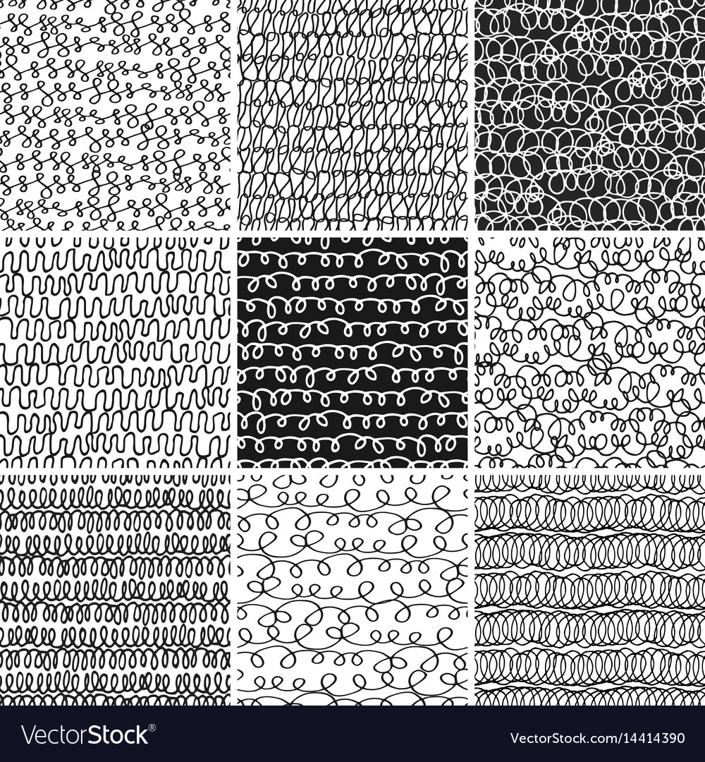 Decorative hand drawn seamless patterns Royalty Free Vector