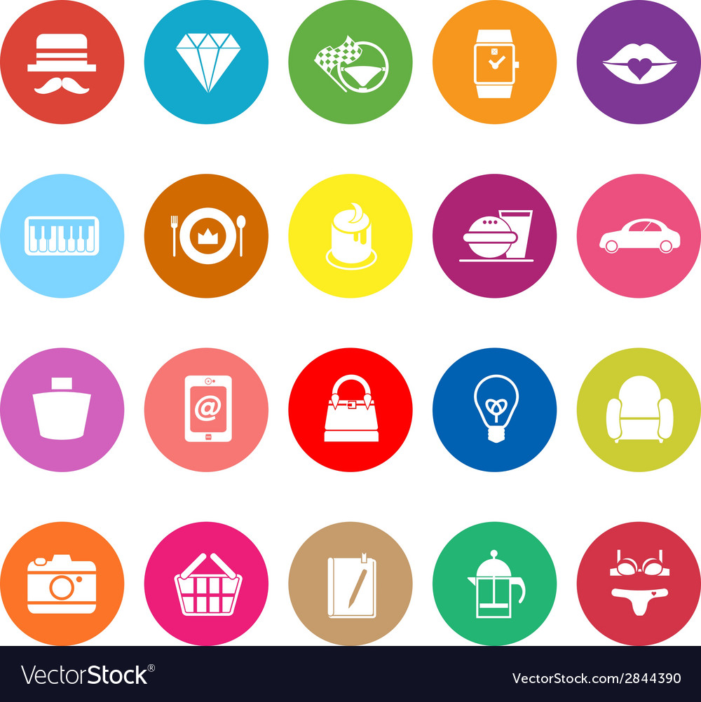 Department store item category flat icons on white