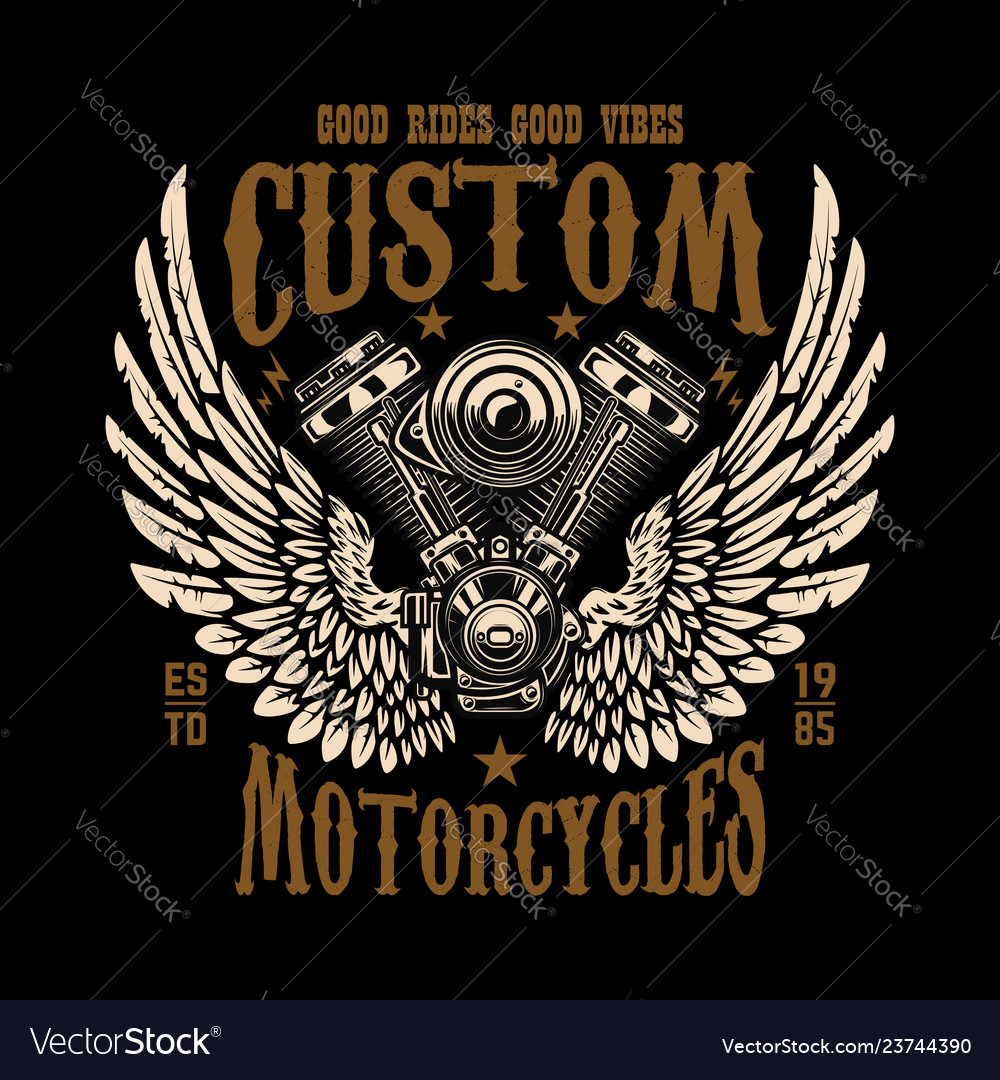 Emblem template with winged motorcycle motor Vector Image