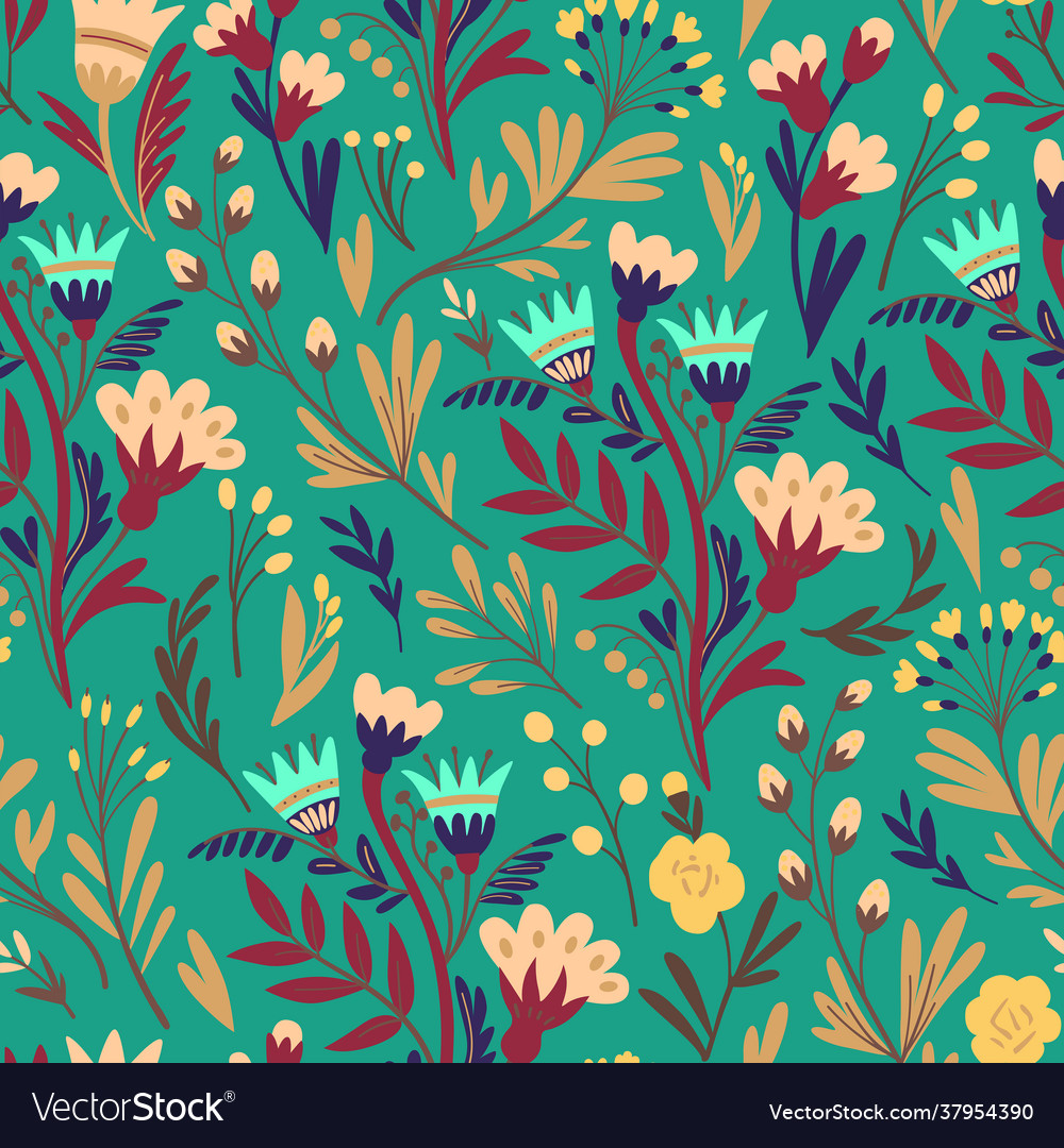 Floral pattern in minimalistic style Royalty Free Vector