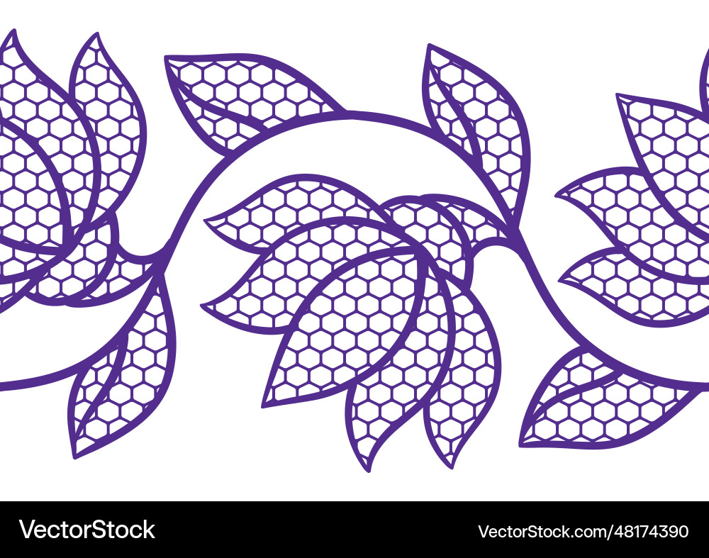 Lace floral pattern seamless border with flowers Vector Image