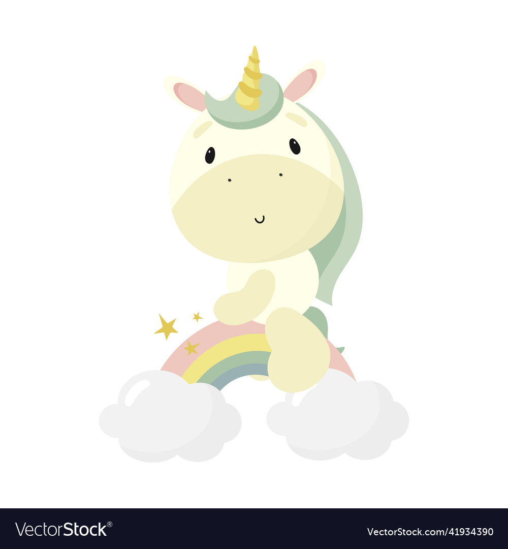 Magic unicorn on the rainbow