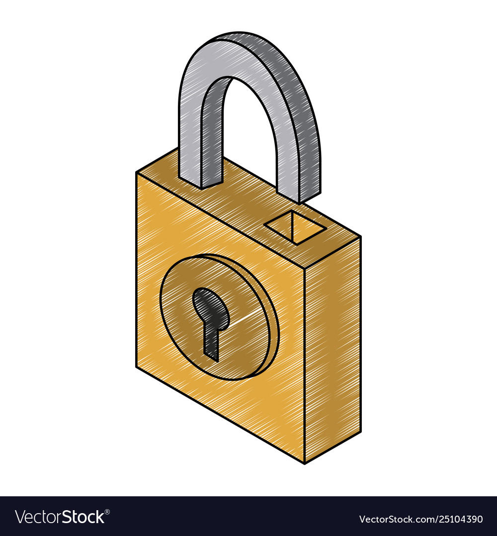 Padlock isometric symbol scribble