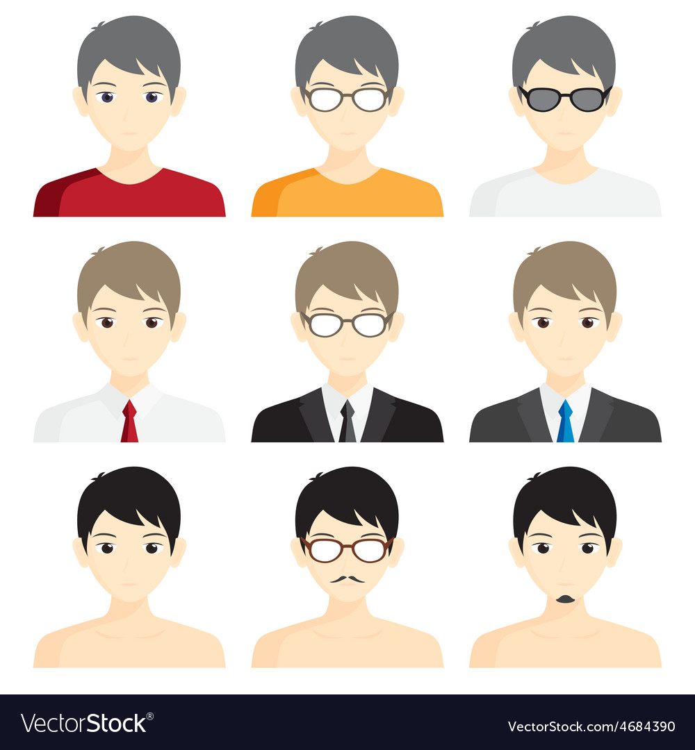 Set avatar man cartoon picture profile business