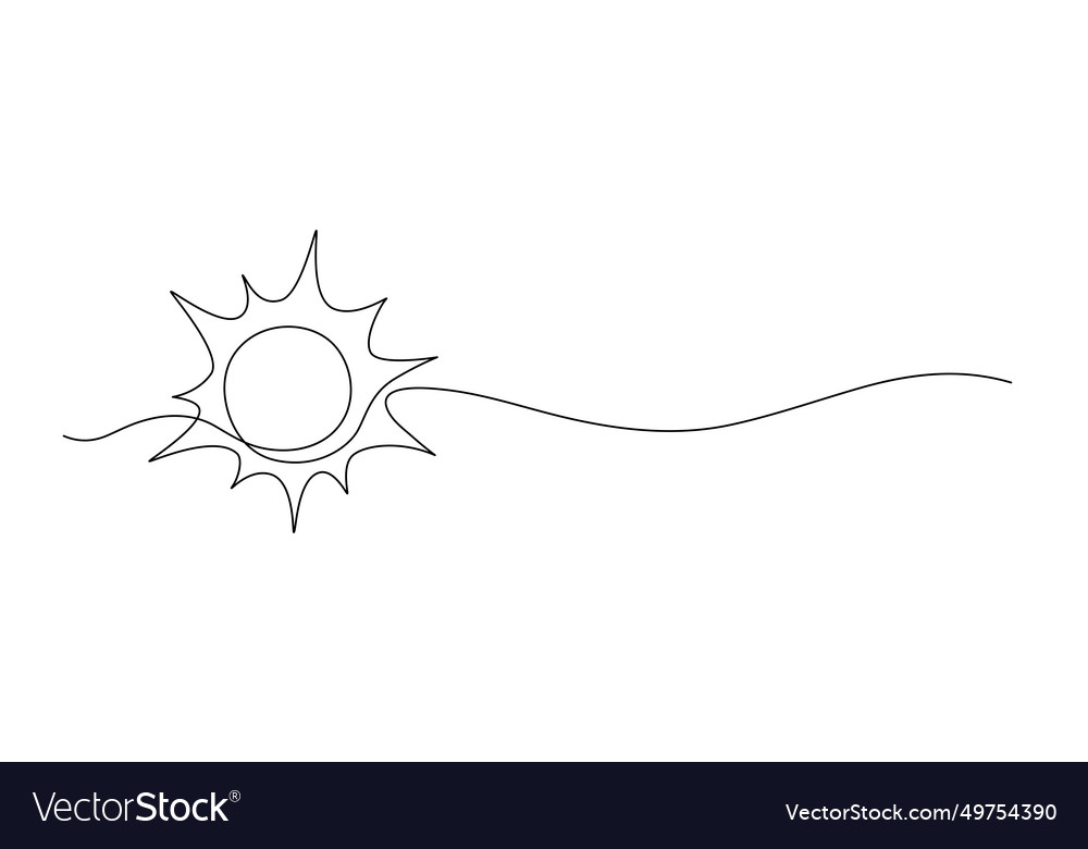 Sun continuous one line drawing summer