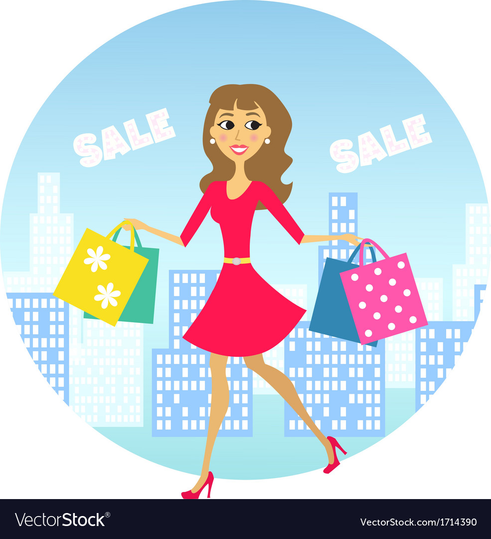 Woman with shopping bags Royalty Free Vector Image