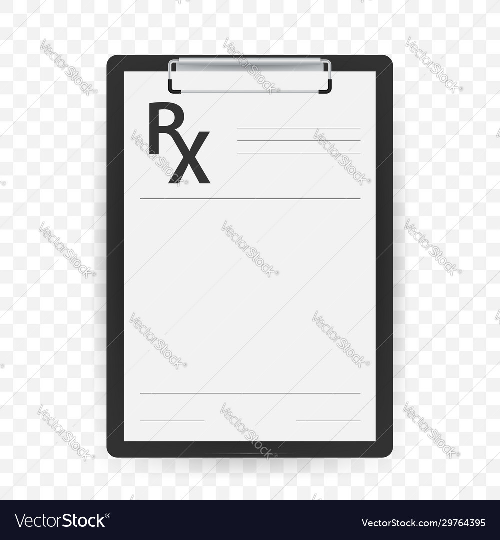 Blank rx prescription form isolated on white