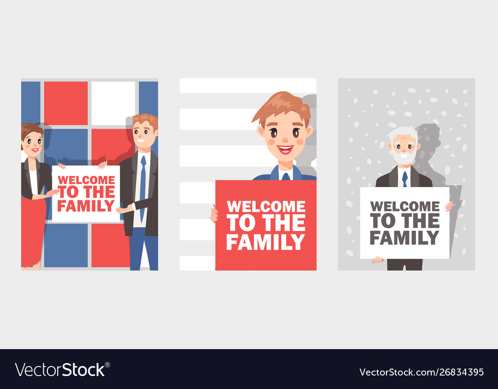 Businessmen And Women Holding Sign Or Banner With Vector Image