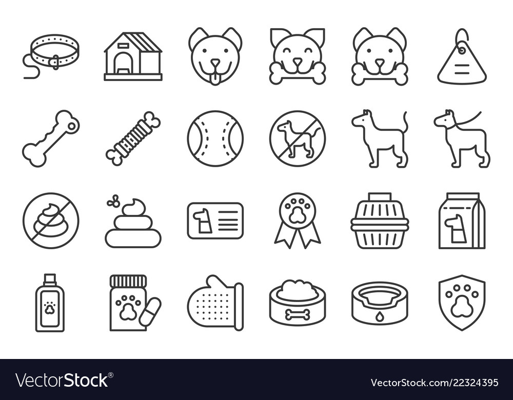 Cute dog related icon set such as collar pet