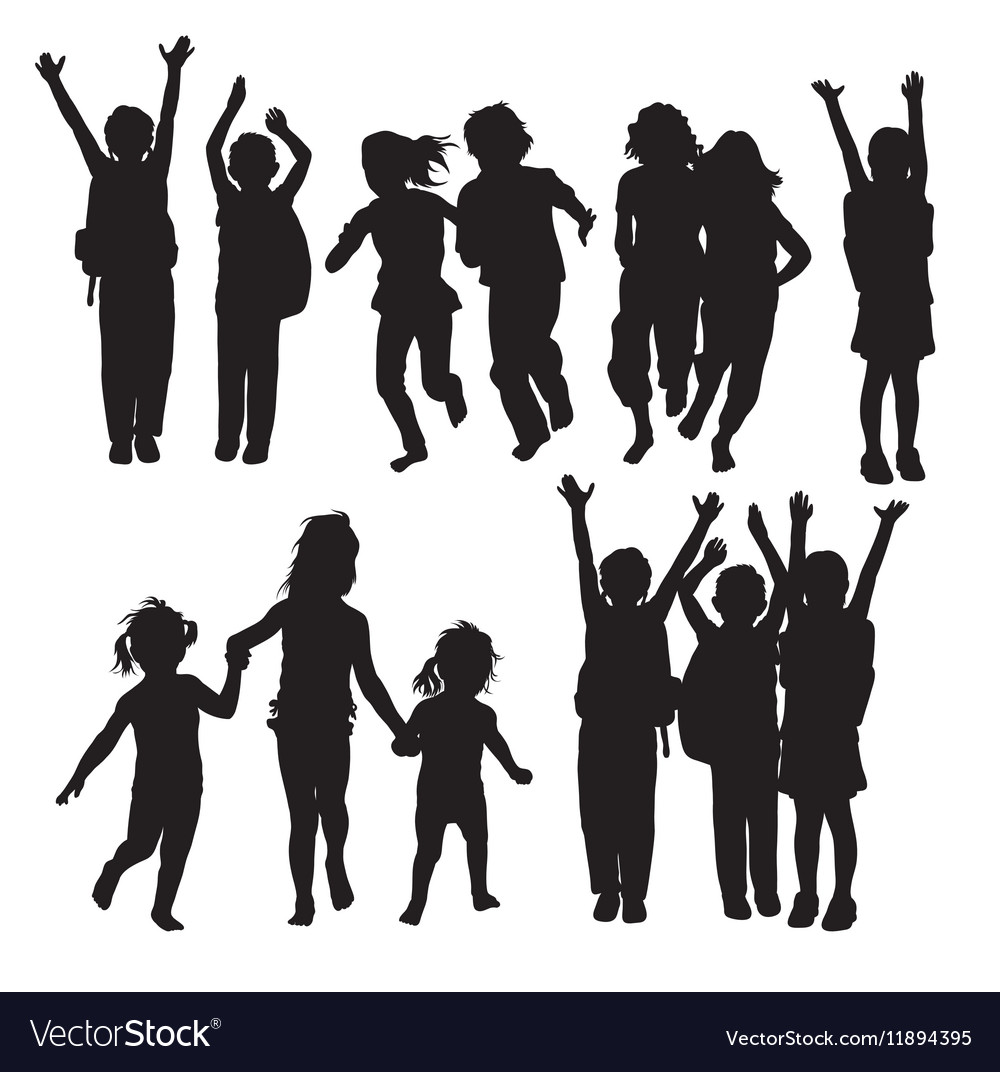 Download Happy Children Silhouettes Royalty Free Vector Image