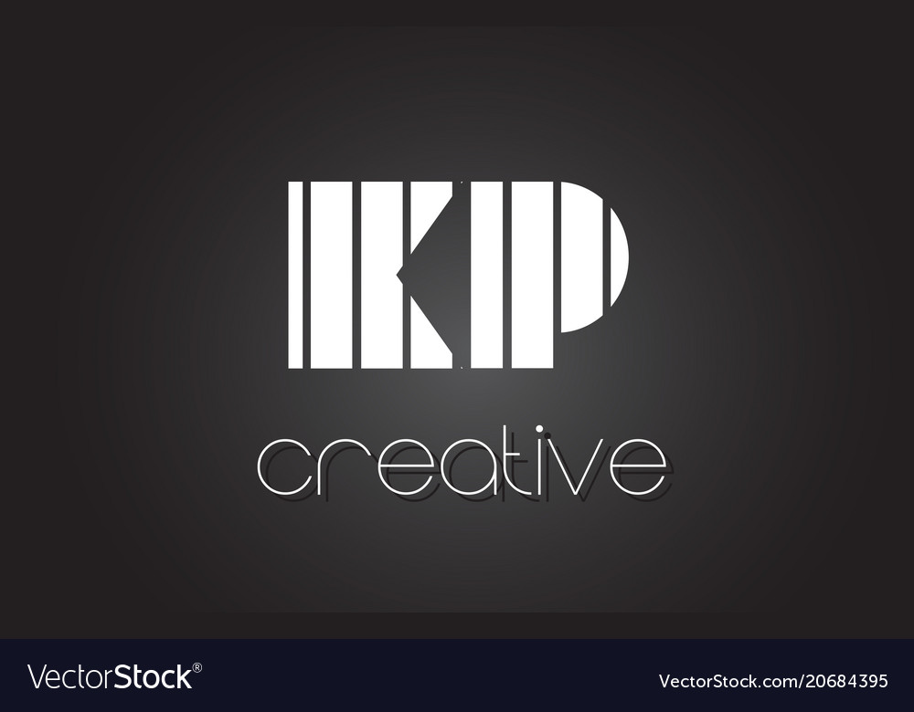 Kp k p letter logo design with white and black Vector Image