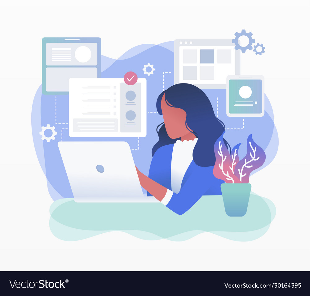 Media developer female in office Royalty Free Vector Image
