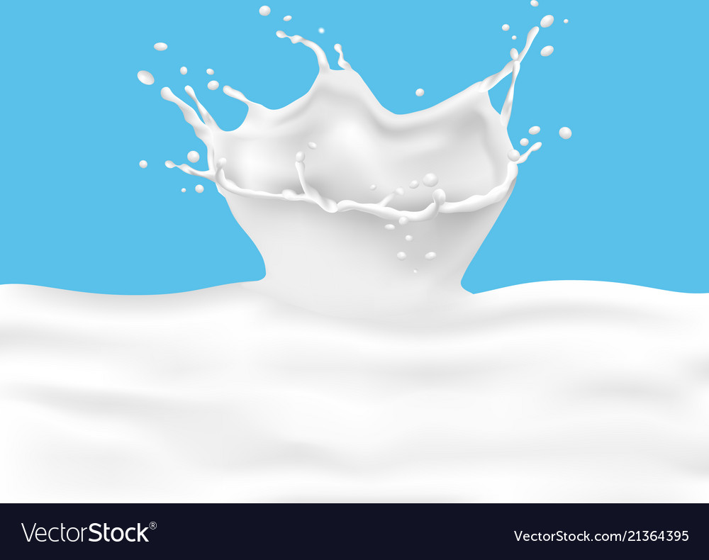 Milk with splash on blue background Royalty Free Vector