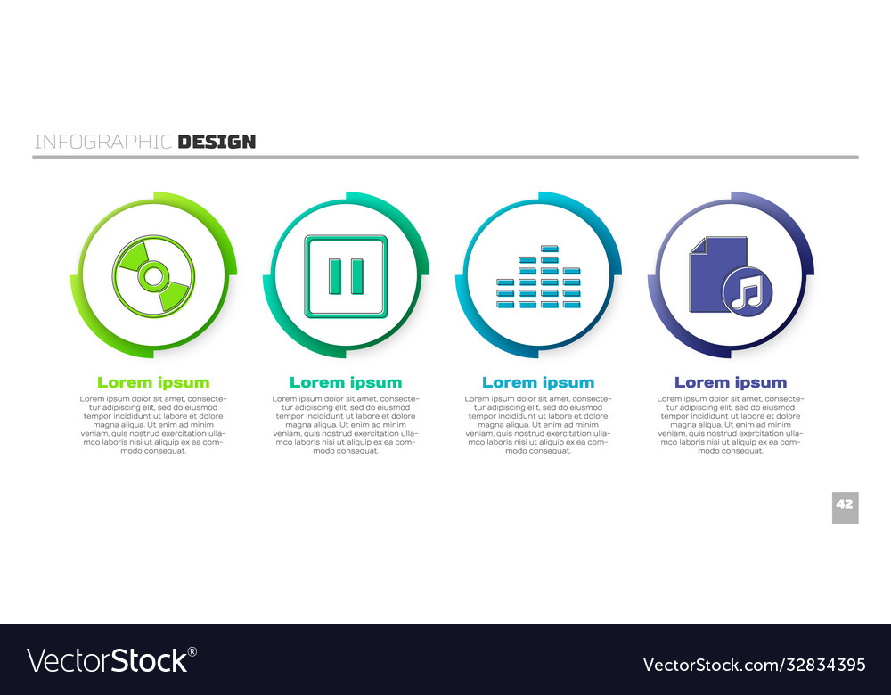 Set Cd Or Dvd Disk Pause Button Music Equalizer Vector Image