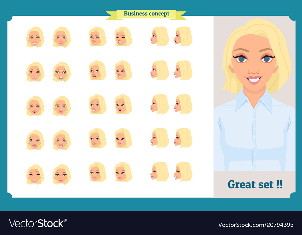 Set of womans emotions design facial expression